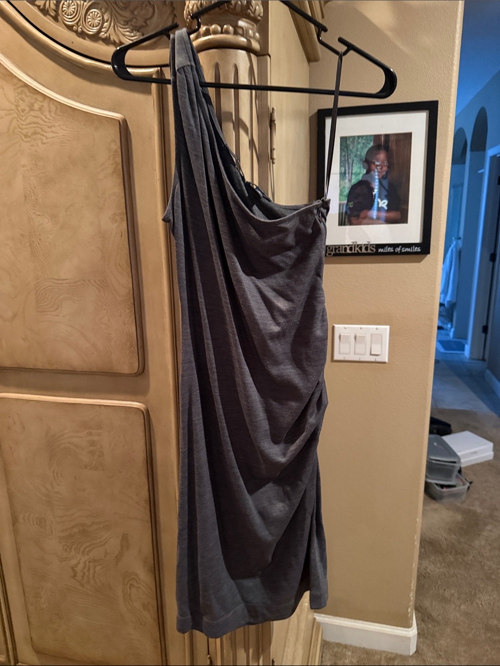 Banana Republic Charcoal Gray One-Shoulder Dress